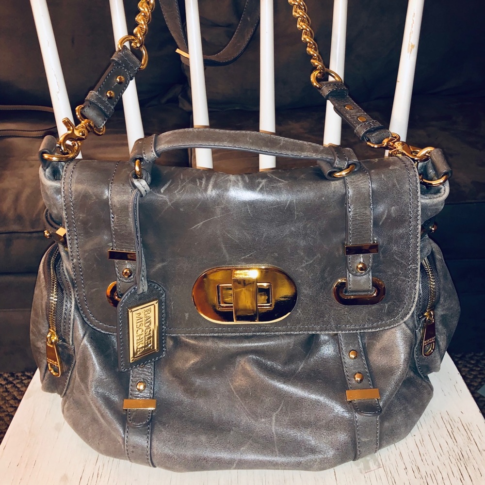 Badgley Mischka Distressed Leather Crossbody Bag